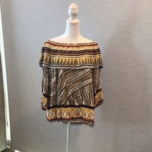 CHICO’S TRIBAL PRINT OFF SHOULDER TOP